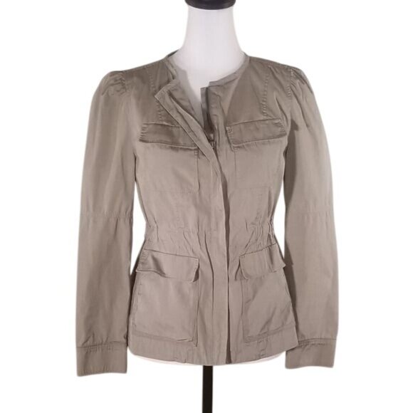Nordstrom Tan Utility Jacket Sz XS Full Zip Cotton Cargo Safari Capsule Neutral - Picture 1 of 9